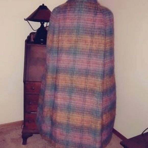 Vtg Scottish made mohair wool cape poncho 1960s - Picture 3 of 12